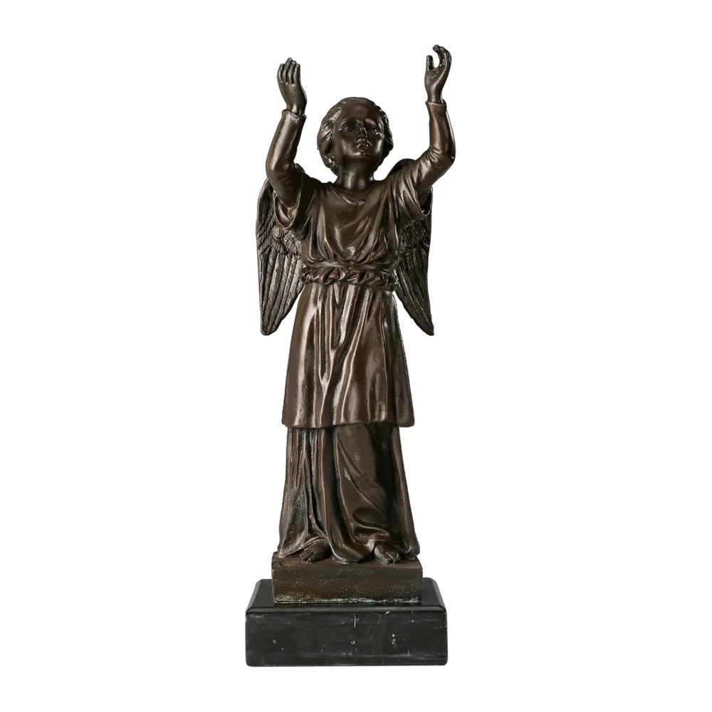 

Little Angel Bronze Statue Sculpture Exquisite Antique Boy Figurine Art Marble Base Superior Home Decor Christmas Gifts