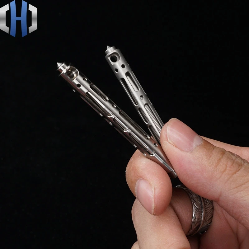หัวเหล็กทังสเตนทำลายหน้าต่างเครื่องมือไทเทเนียมยุทธวิธีปากกา EDC แบบพกพาปากกายุทธวิธี