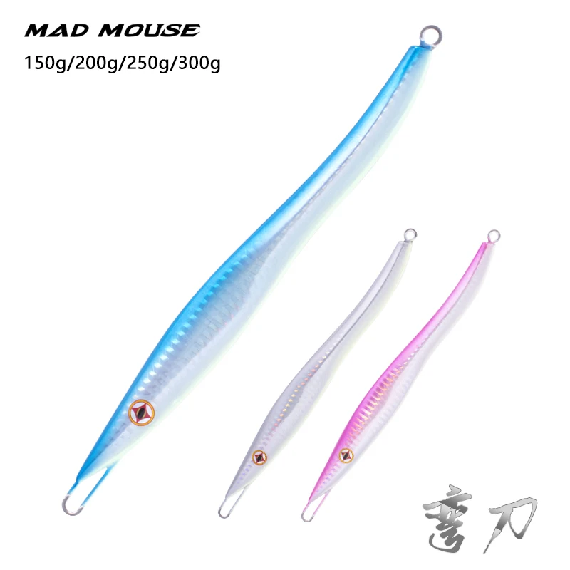 MADMOUSE Biển Sâu Dẫn Jigging Dụ 150G 200G 250G 300G Cau Nhân Tạo Mồi Dụ Cá Kim Loại Chậm dài Jig Dụ Cá Cắn Câu