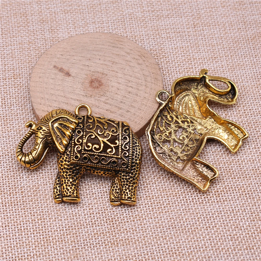 WYSIWYG 1pcs 59x47mm Lucky Elephant Charm Lucky Thai Elephant Pendant Thai Elephant Charm For Jewelry Making