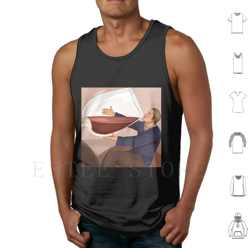 Hannibal Drinking Wine Tank Tops Vest Cotton Hannibal Hannibal Lecter Meme Mads Mikkelsen