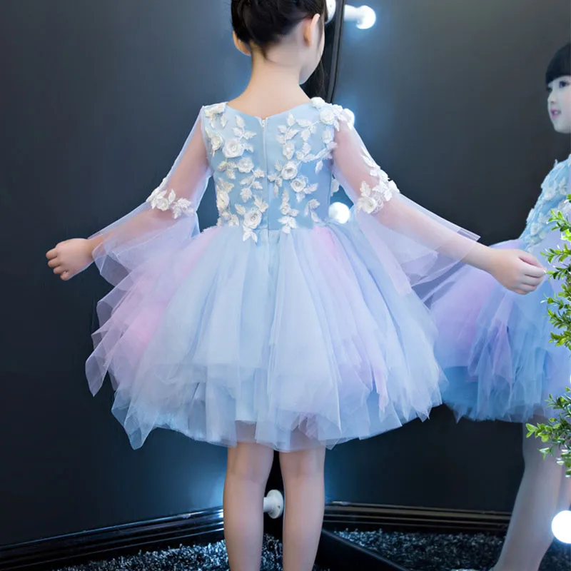 Kids First Communion Dresses Long Trailing Girls Dress Child Mermaid  Long Tail Peacock Ball Gown For Wedding Evening Prom Party