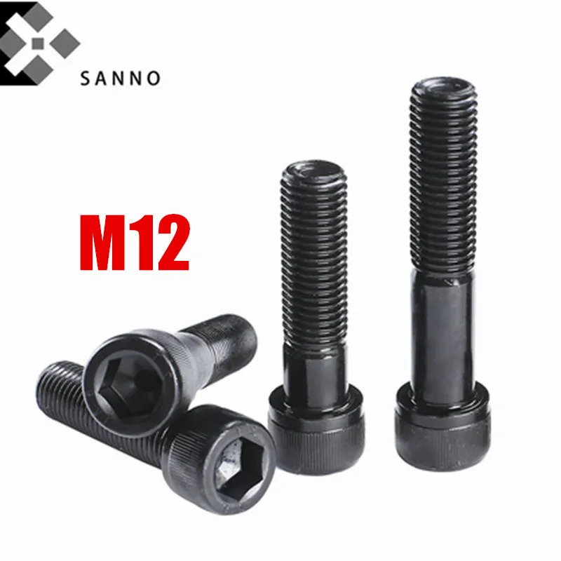 10pcs/pack 12.9 Grade M12x16 - M12x260 High Strength Hexagon Socket Round Head Bolt M12 External Six Square Bolt Screws