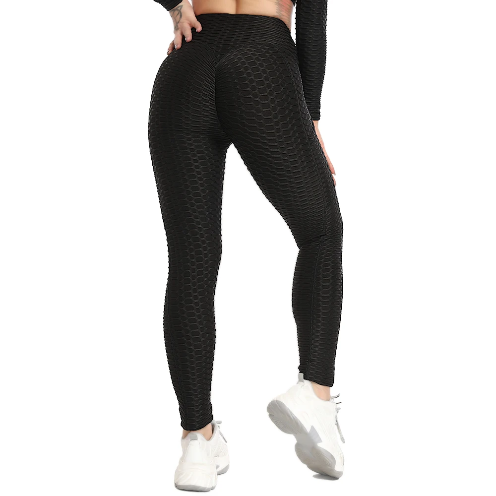 ฟิตเนสLeggingsผู้หญิงกระเป๋าTextured Leggins Push Upเซ็กซี่BootyหญิงLeggingsสําหรับกีฬาGym Anti Celluliteกางเกง