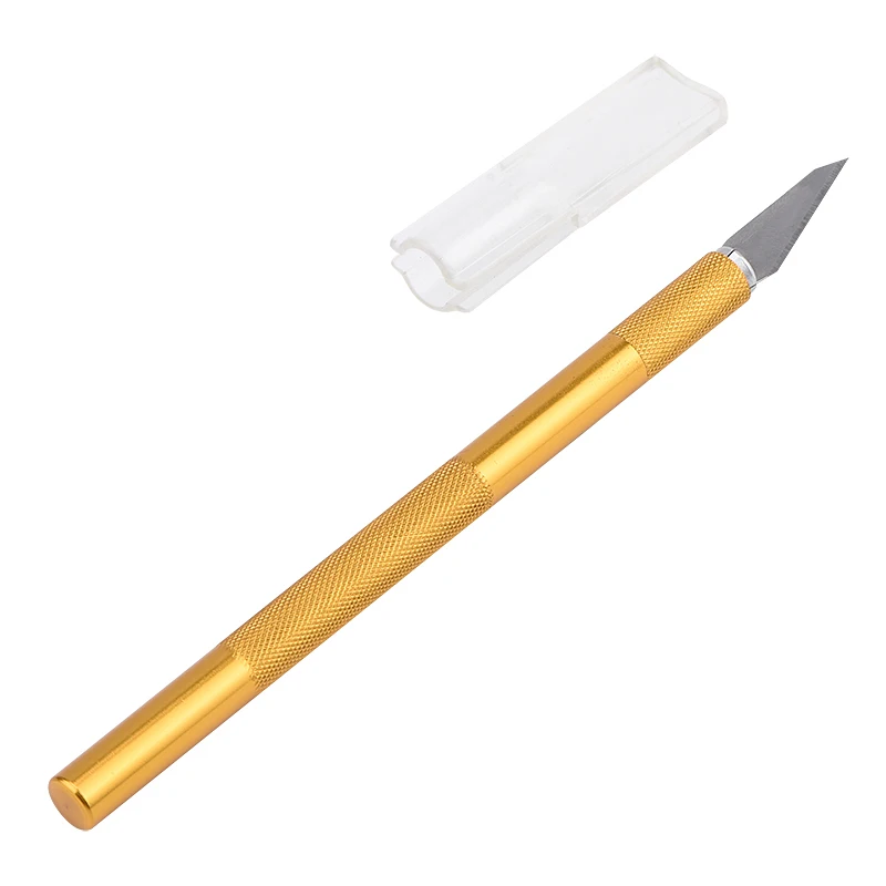 JCD Non-Slip Gold Metal Scalpel Knife Tools Kit Cutter Engraving Craft knives+5pcs Blades Mobile Phone PCB DIY Repair Hand Tools