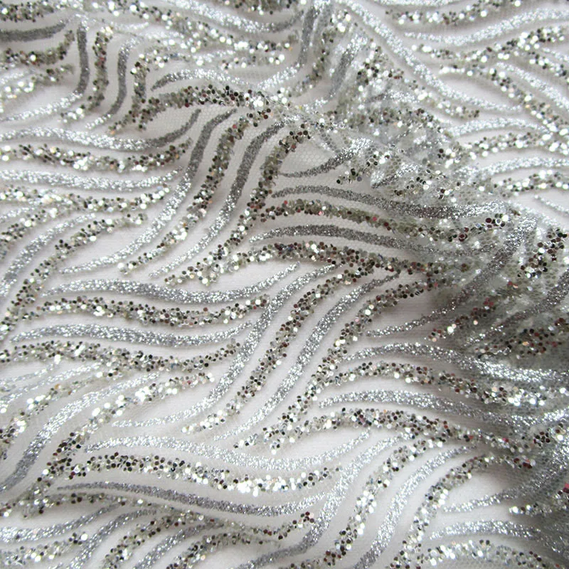 

Glue Sequins Printed Mesh Fabric,Glitter Tulle Fabric with Sparkles,Wedding Dress,Bridal Fabric with Shine Sequins,Party Cloth