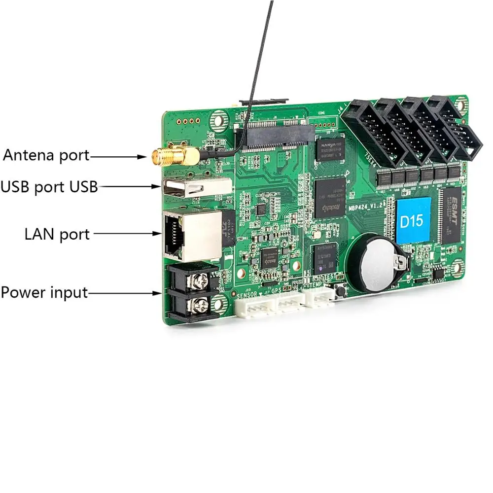 Contrôleur WiFi HD D15 +, affichage de la température, rvb, polychrome, LED, signe, Comms avec USB LAN, WIFI TCP/IP