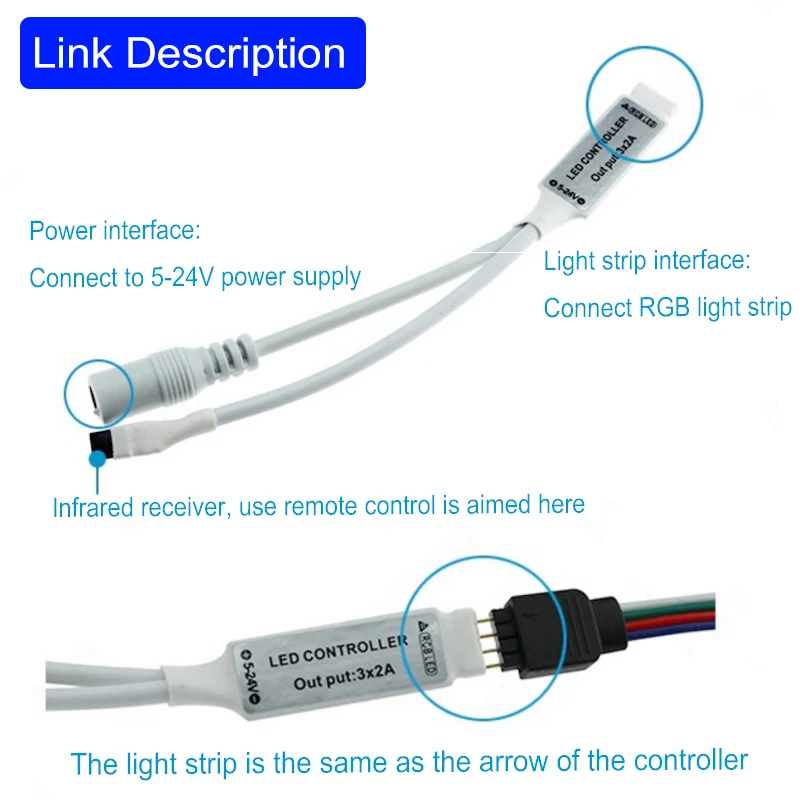 DC12-24V Mini 24key/44key Controller Remote Infrared Wireless Remote Control Dimmer For 5050 3528 2835 LED RGB Light Strip