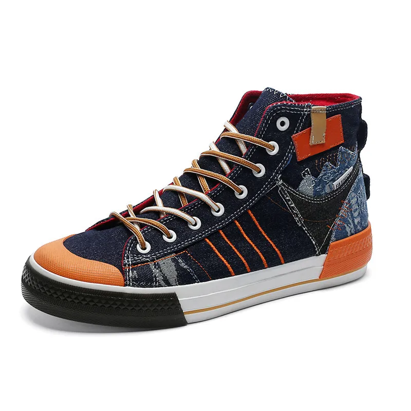 New Summer 2021 Denim Canvas Shoes Men's Korean Fashion Casual High-Top Student Shoes Fashion Casual Shoes