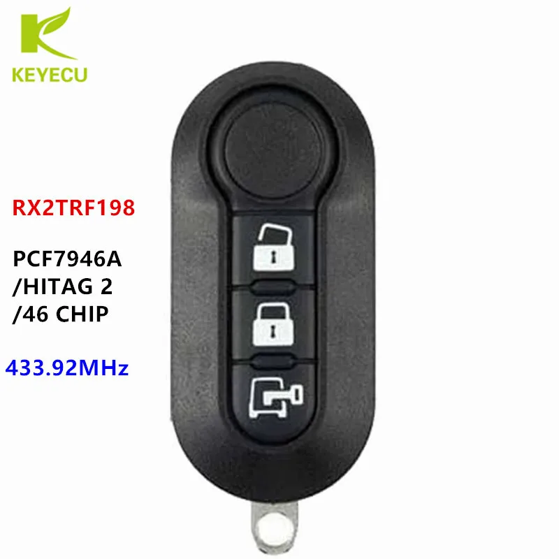 KEYECU Replacement Flip Remote Key 434MHz ID46 for D*odge Ram Promaster 2015-2019 for F*iat 500L 2012-2016 Marelli BCM RX2TRF198