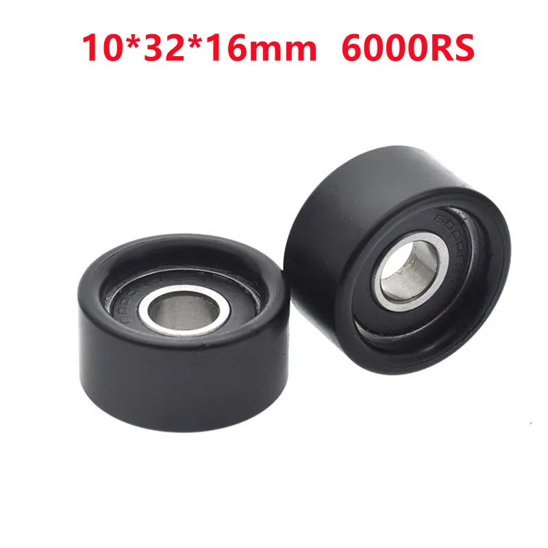 10pcs/50pcs Flat Roller 10*32*16mm 6000RS 6000 Bearing POM Plastic Coated Pulley Guide Wheel Low Roller 10x32x16mm