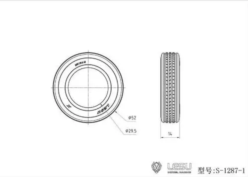 LESU 52MM Wheel Tires for 1/14 RC A0020 Hydraulic Trailer Truck DIY Model Tamiyaya  TH16958