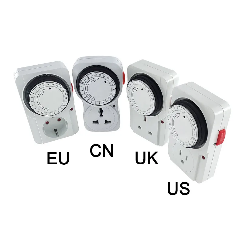 24 Hour Cyclic Timer Switch Universal Timing Socket Mechanical Timer 230VAC 3500W 16A UK EU CN US Plug timers