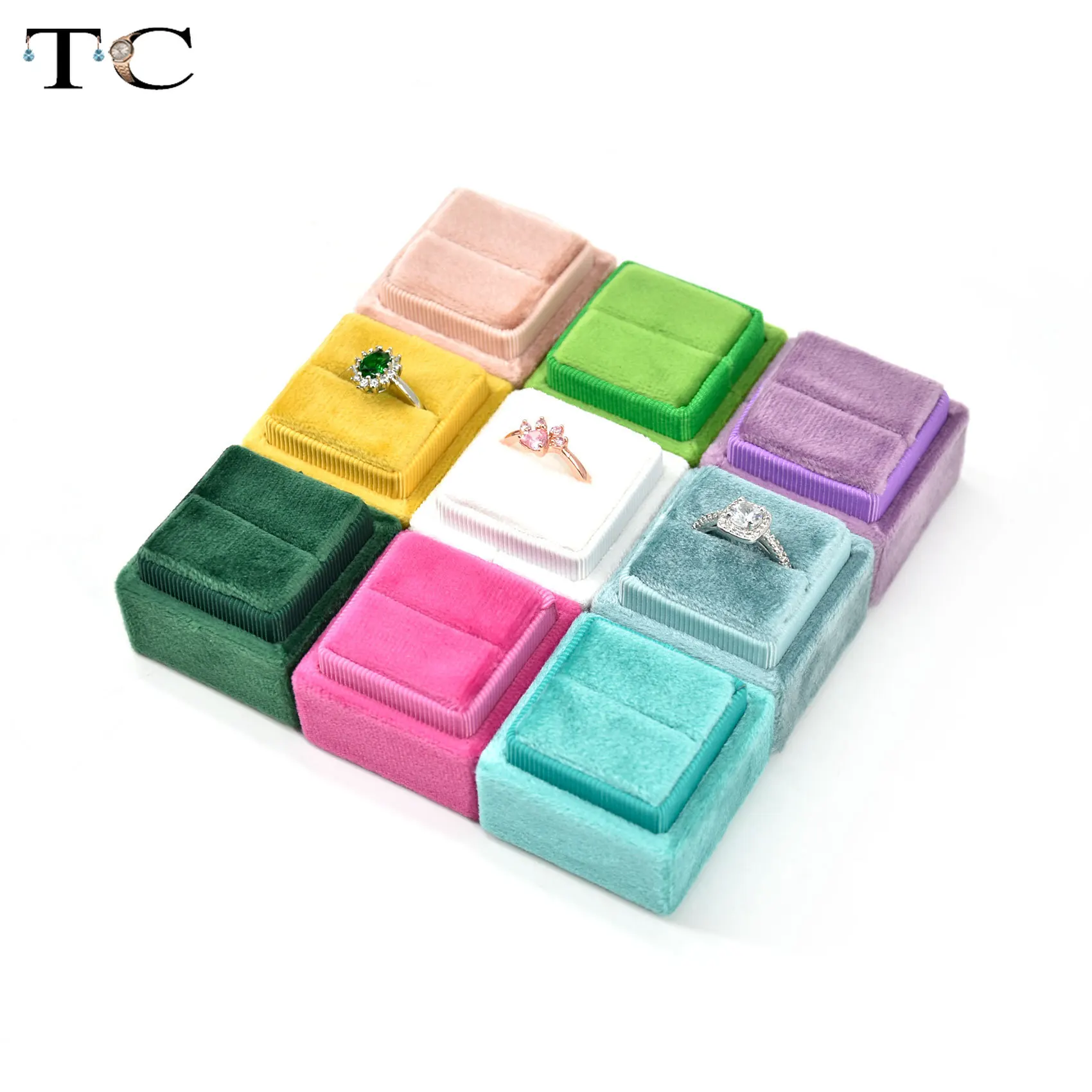 Delicate Handmade Vintage Velvet Pendant Necklace Boxes Gift Box Multi-color Storage Ring Boxes Jewelry Packaging