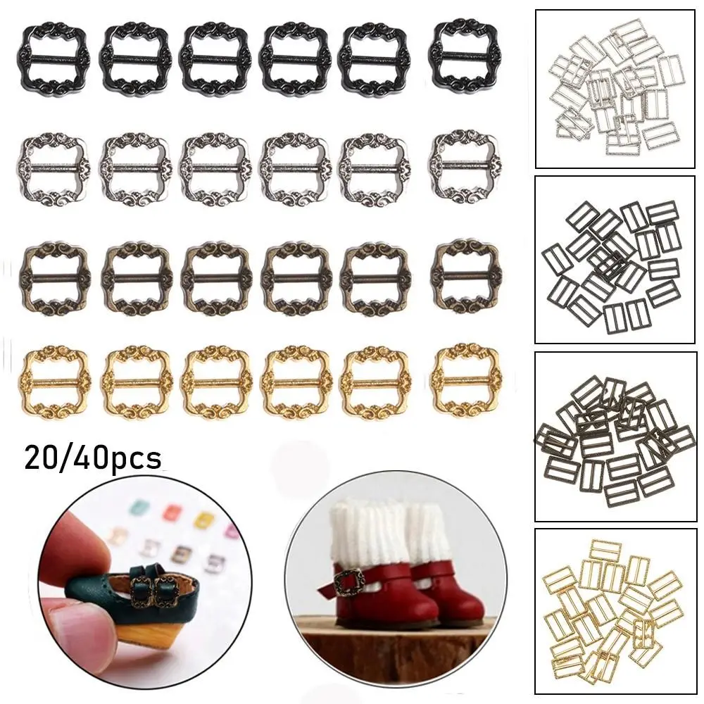 

20/40pcs High quality 4 Colors Girls Toys Diy Dolls Buckles Doll Bags Accessories Pattern Belt Buttons Tri-glide Buckle