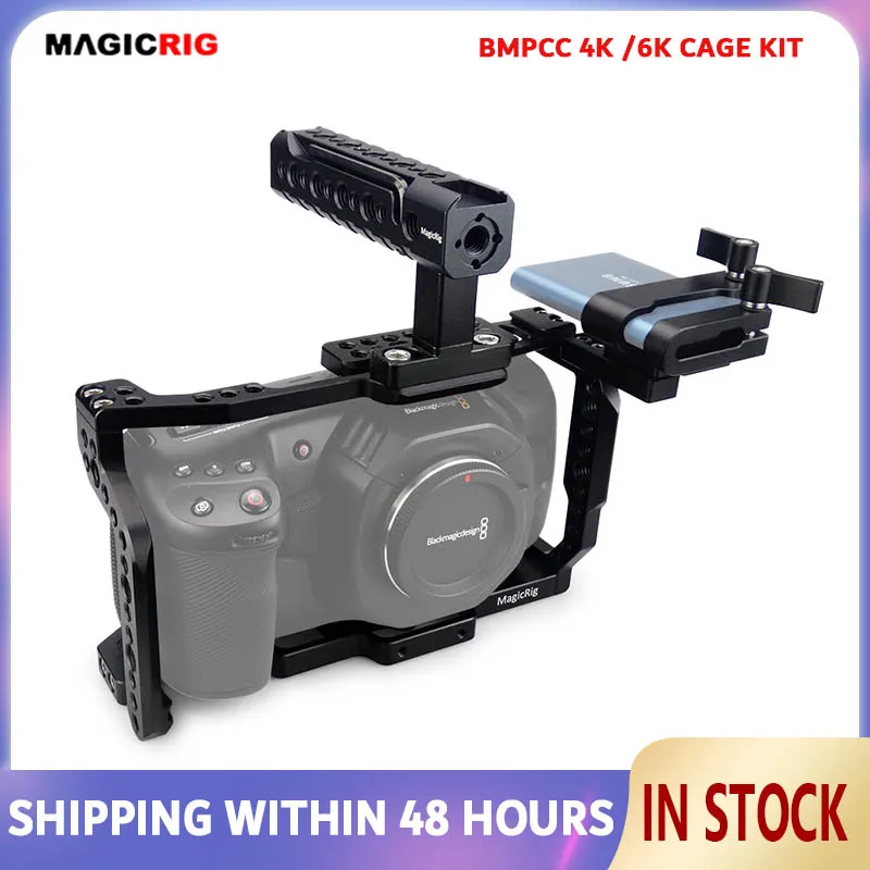 MAGICRIG  Portable Camera Cage  With Adjustable Hanlde + T5 SSD Card Mount Clamp for Blackmagic Pocket Cinema Camera BMPCC 4K&6K