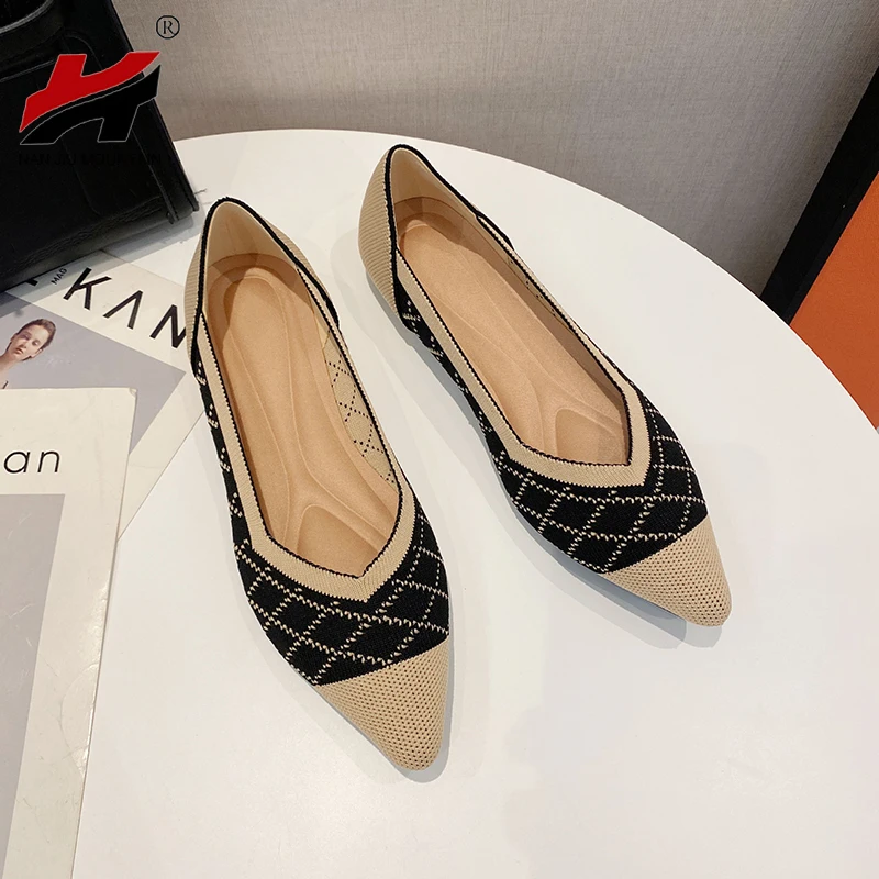 Mesh Solid Flat Shoes Women Pointed Single Shoes Latex Insole Asakuchi High Quality Casual Shoes