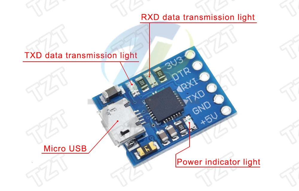 CP2102 USB 2.0 zu UART TTL 5PIN Stecker Modul Seriell Konverter STC Ersetzen FT232 CH340 PL2303 CP2102 MICRO USB für arduino – Detail 8