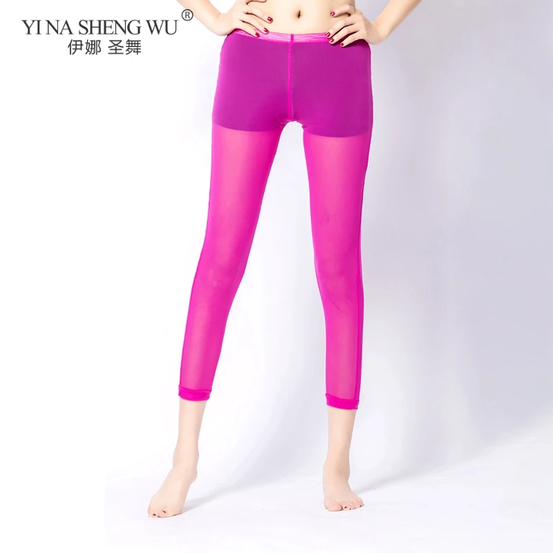 Abiti da allenamento orientali Leggings da ballo da donna gonne pantaloni elastici a vita media filato netto danza del ventre pratica pantaloni da indossare