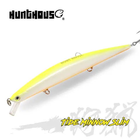 Hunthouse Tide Slim Minnow 175F 플로팅 루어 하드 미끼 바다 낚시 175mm 25g 3D 눈 ABS 플라스틱 Seabass Pike Pesca Leurre