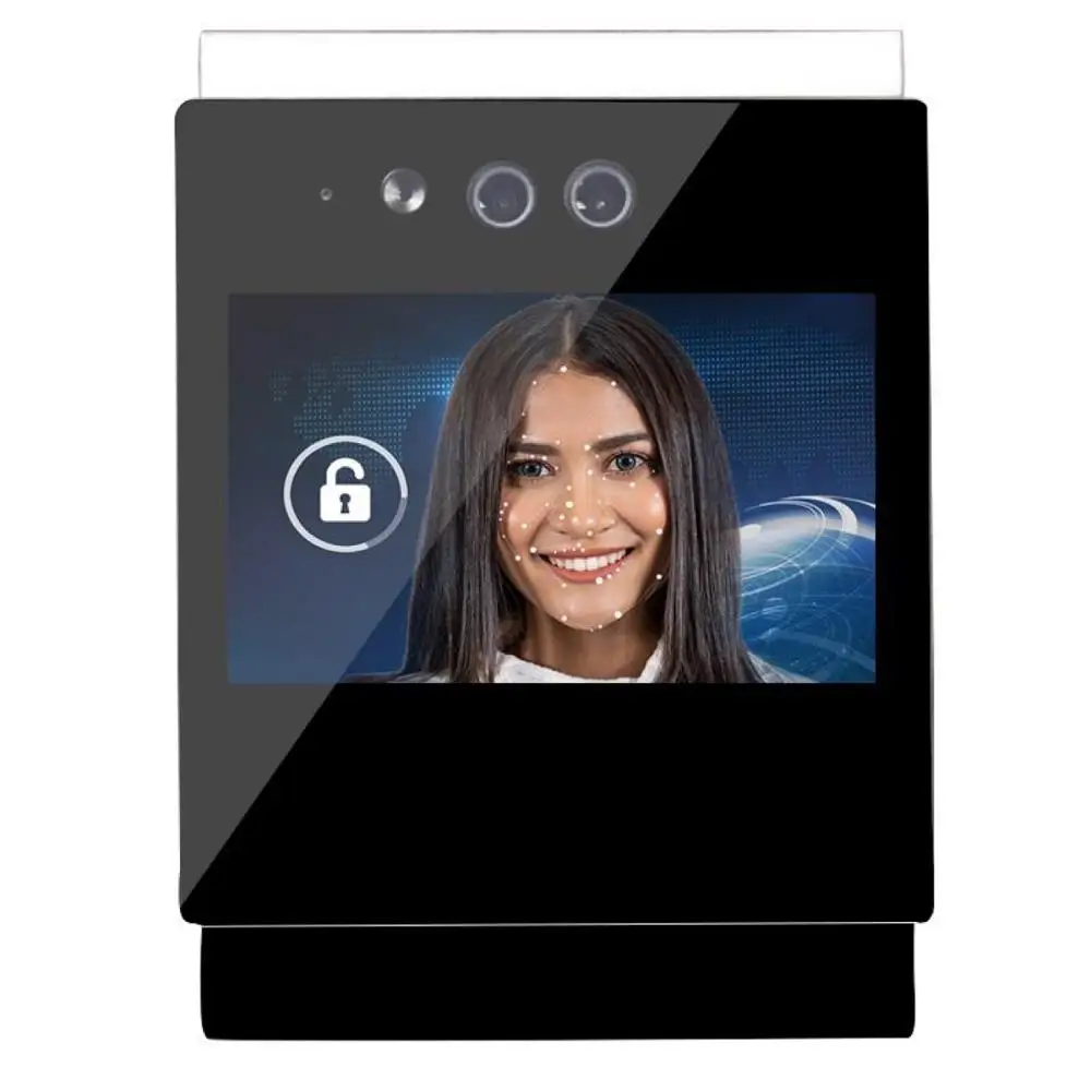 5 inch TCP/IP wifi Dynamic face recognition time attendance access control 2.0 MP camera 20000 faces temperature detection M6