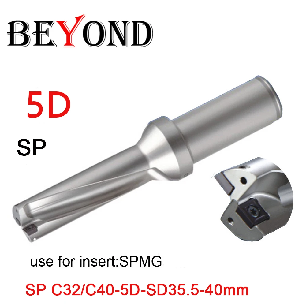 BEYOND indexable U drill 5D 35.5-40mm 36.5 37 37.5 38 38.5 39 High Precision hole drilling CNC for carbide inserts SPMG 110408