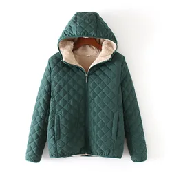 Autumn Winter Women Parkas Coat Jackets Female Lamb Hooded Long Sleeve Warm S~3XL  Winter Jacket