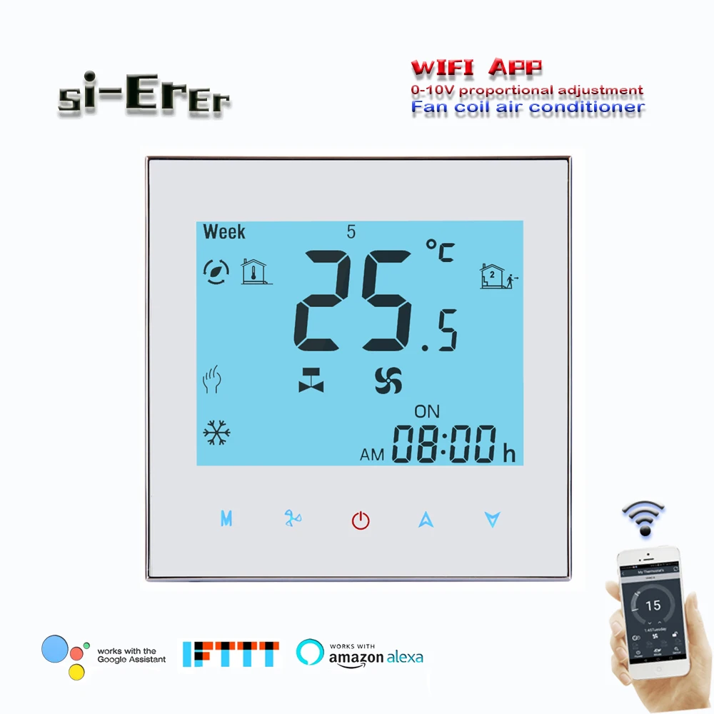 0-10V regulated output TUYA WIFI Thermostat Temperature Controller for heating and cooling,Works with Alexa Google Home