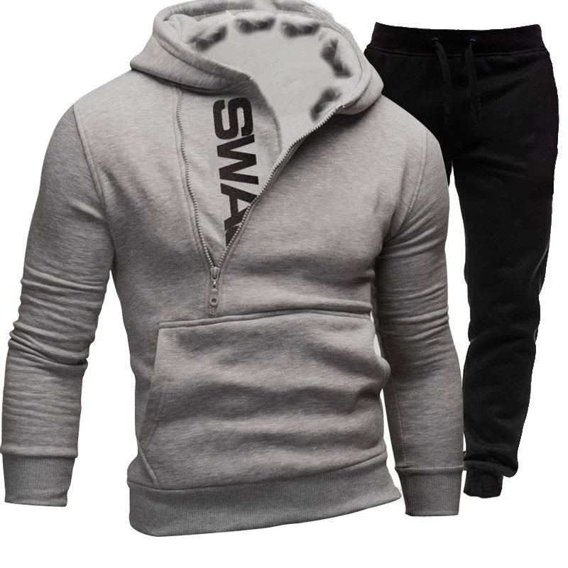 NEW Tracksuit Men\'s 2 Pieces Set Sweatshirt and Sportspants Outfits  Zipper Hoodies Casual Men\'s Clothing  Plus Size Ropa Hombre