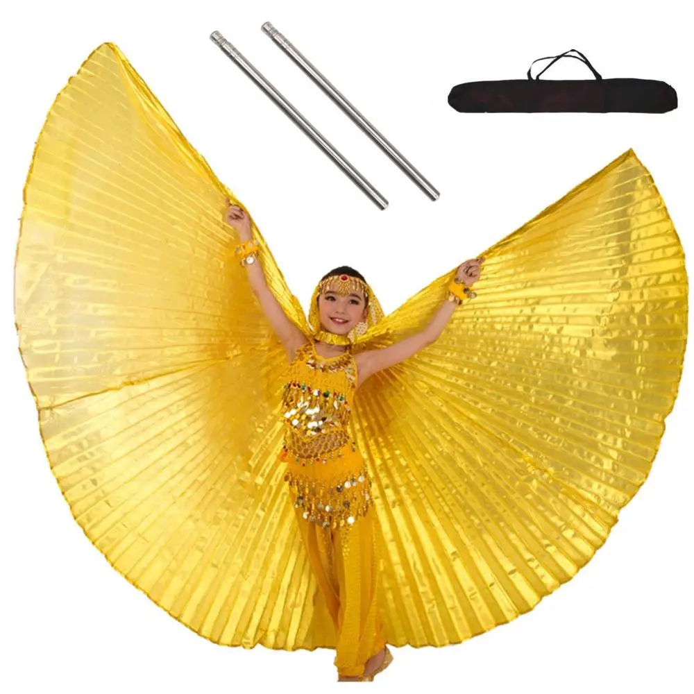 Belly Dance Wings Isis Wings Bellydance Children Robs Sticks Bag Belly Dancing Costumes Belly Dance Egypt Girls Kids Gold Black