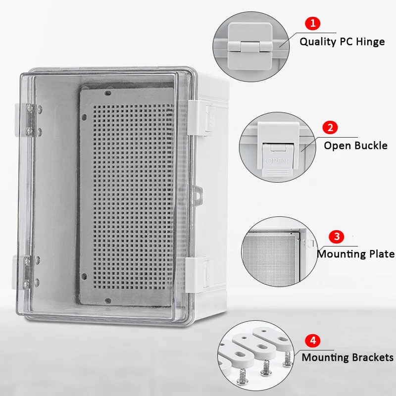 IP67 Waterproof Plastic Enclosure With Hasp Electrical Junction Box Outdoor Sealed Switch Power Case Distribution Boxes