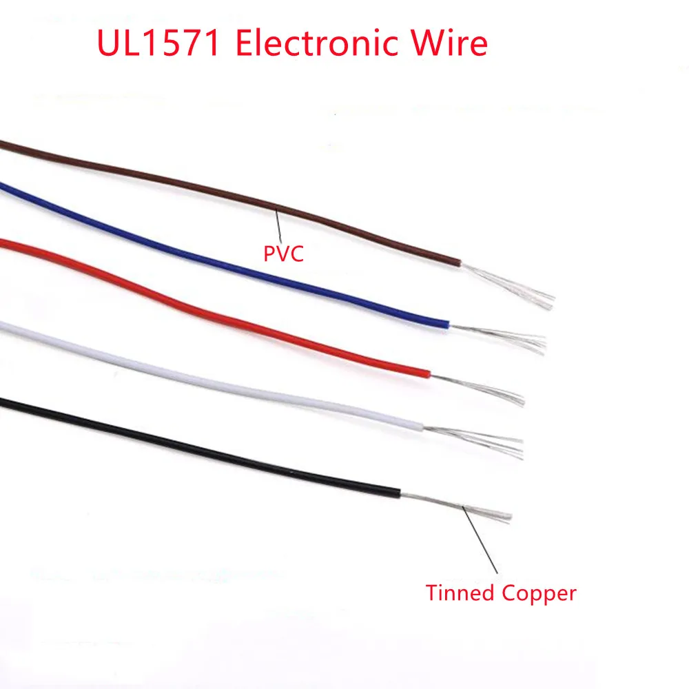 20M/1LOT UL1571 PVC Multicolor Environmentally Stranded Electronic Wire Tinned Copper Small Cable 26 28 30 32AWG
