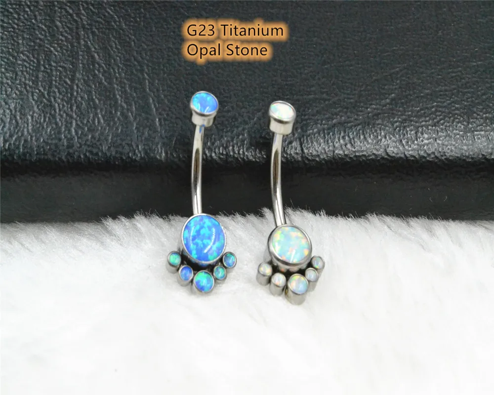 

10pcs G23 Titanium Opal Navel Belly Button Rings Sexy Woman Belly Piercing Barbell Navel Piercing Girls Body Jewelry