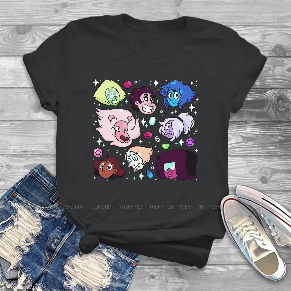 Steven Universe Animation Science Fiction 100% Cotton TShirts Crystal Gem Friends Personalize 4XL 5XL Woman\'s T Shirt Hipster