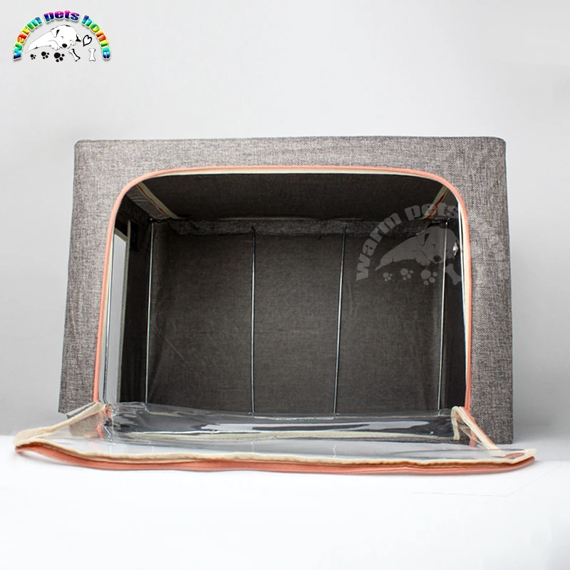 Medium Cat Dog Oxygen Cage Linen Scratch Resistant Foldable Box Animal Atomization Cages 500x400x330mm Veterinary Equipment