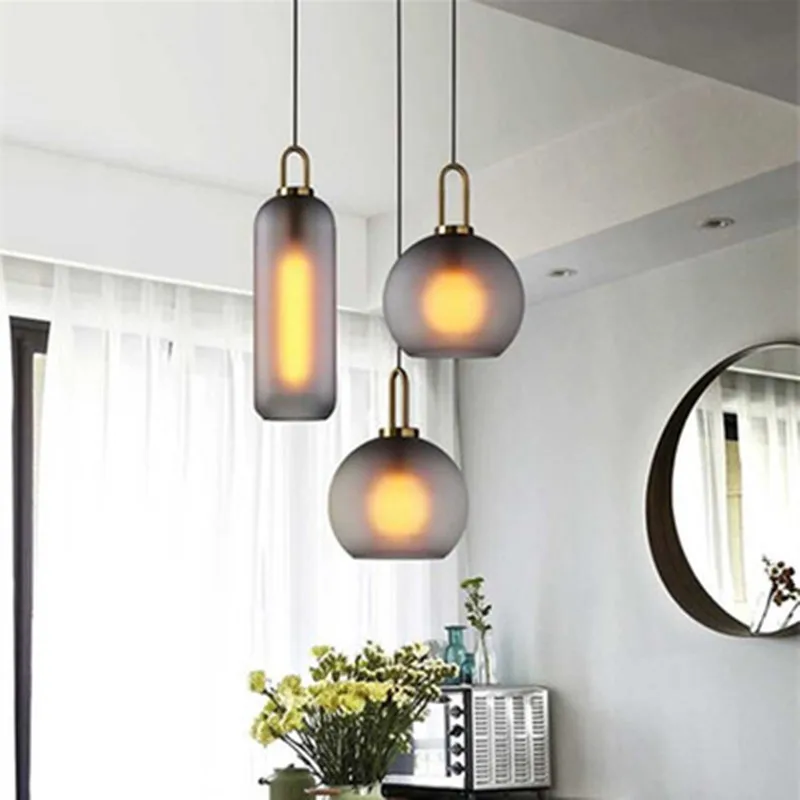 

Vintage Postmodern Nordic Pendant Lights Creative Suspended Glass Jar Hanging Lamp Dining room Restaurant Bar Pendant Light