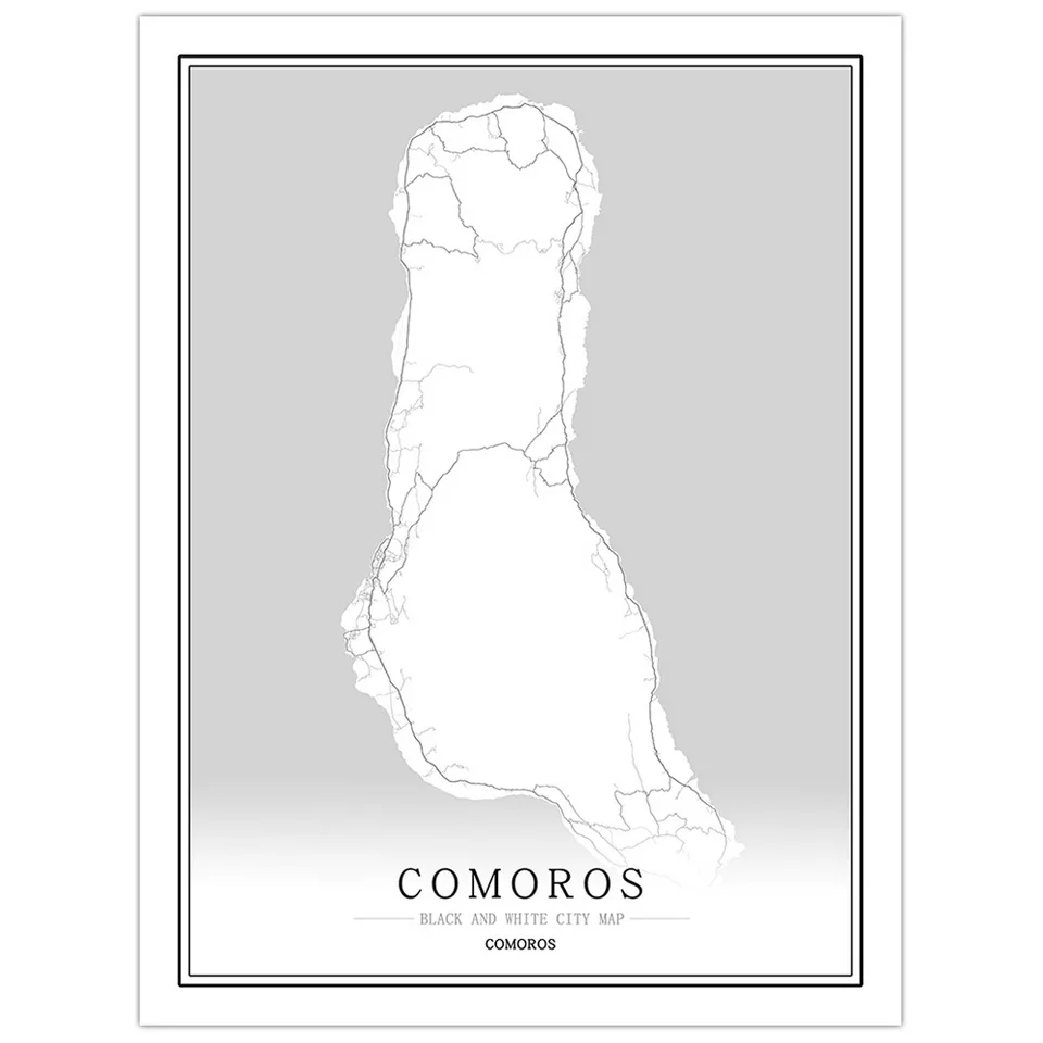 Comoros island Creative city map Abstract Canvas Paintings Black and white Wall Art Print Poster Picture Home Decoration