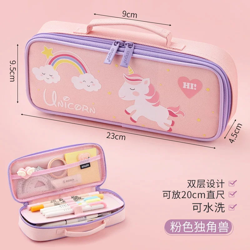 Unicorn Pencil Cases Zipper Canvas Bag Pen Organizer Kawaii Stationery School Supplies Eraser Box Ruler Pouch Gift Xmas Storage