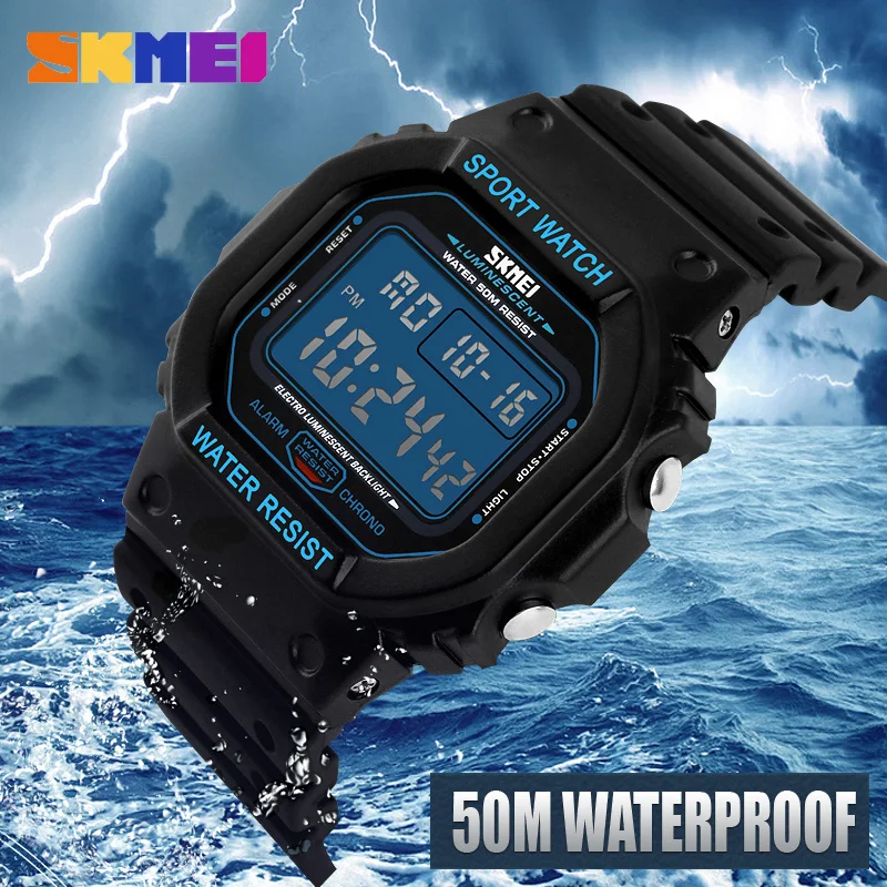 SKMEI Digital Men\'s Watches Chrono Alarm Calendar Sport Wrist Watch 5Bar Waterproof Male Electronic Clock relogio masculino 1134