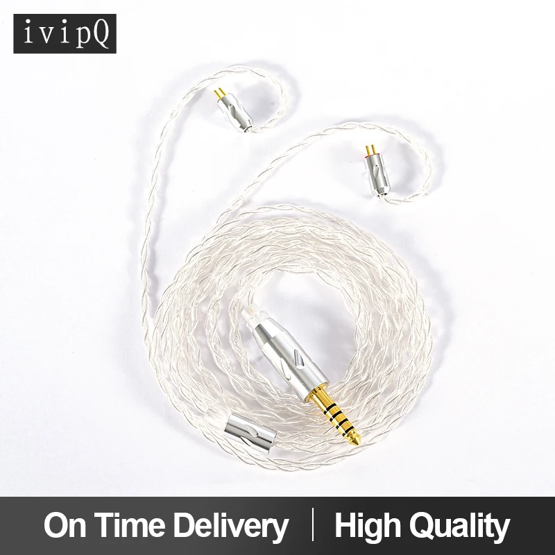 ivipQ Xue Qing 4 Core Sterling Silver Headphone Cable 2.5mm/3.5mm/4.4MM Plug Earphone Upgrade Wire MMCX/2PIN/QDC/TFZ Interface