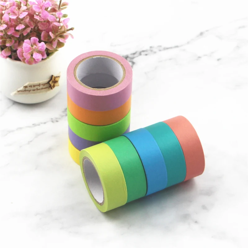 

10 Pieces Solid Color DIY Decorative Washi tape, violet/pink/green/blue / yellow / pink