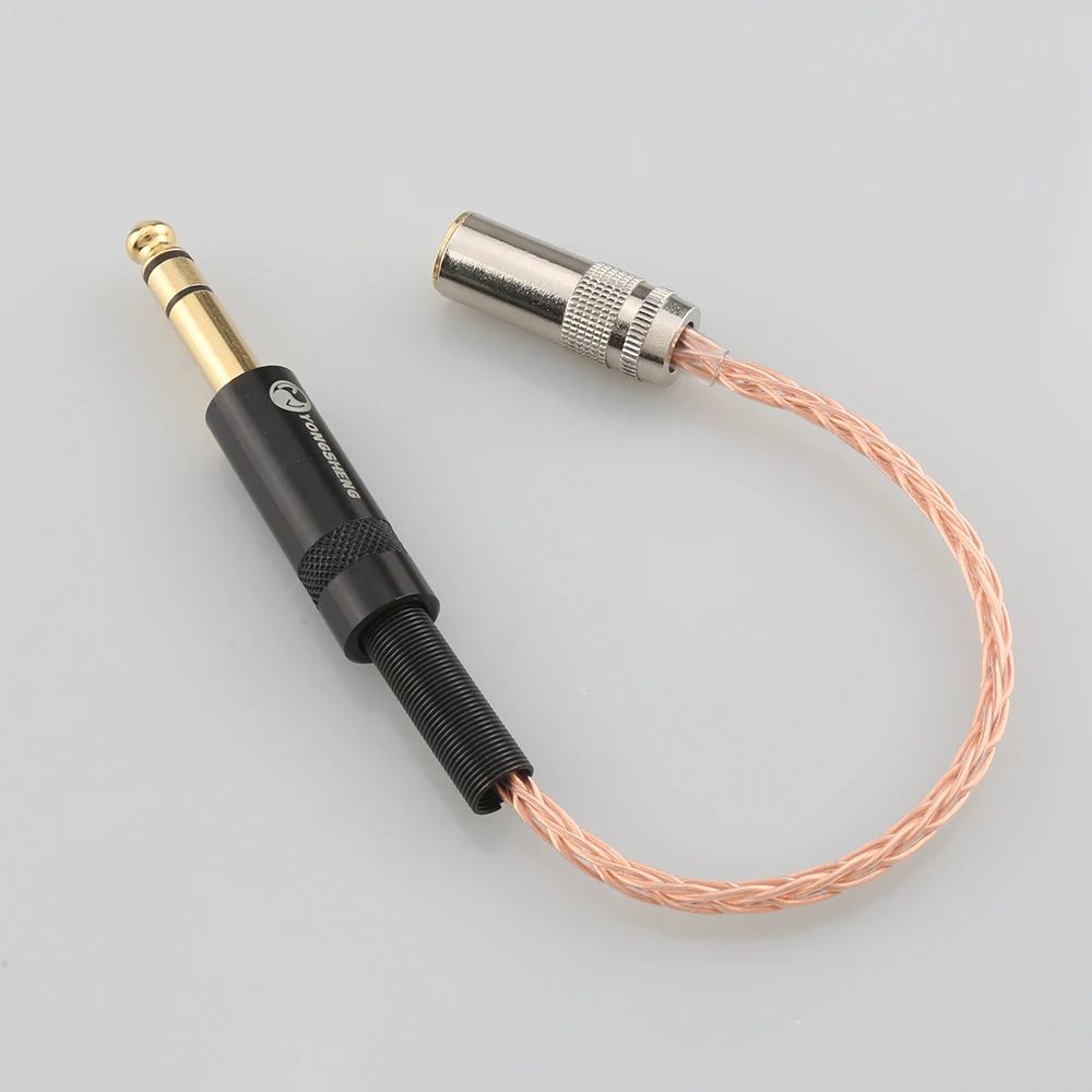 Nowe Audiocrast pojedyncze miedziane z kryształami 6.35mm TRS 3pin męski na 4.4mm zrównoważony żeński Adapter Audio kabel 1/4 6.35 do 4.4