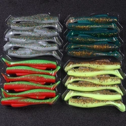 JOHNCOO 6pcs/lot Fishing Soft Lure TPR Bait 80mm 4.8g High Elastic T-tail Worm Black Hole Floating Bait Jigging Wobblers
