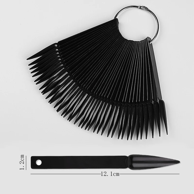 40pcs Sharp False Nail Tips Nature Clear Fan Shaped Card Finger Full Acrylic UV Gel Polish Color Display Practice Sticks Boad