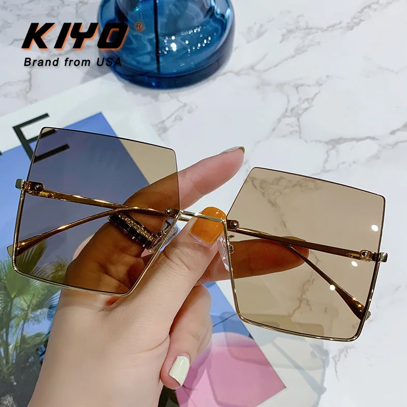 

KIYO Brand 2021 New Women Men Square Sunglasses Metal Fashion Sun Glasses High Quality UV400 Driving Eyewear 2932