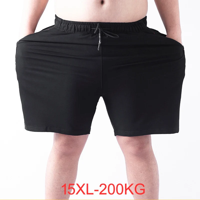 

Men's big shorts plus size 14XL 15XL summer cotton large stretch sports casual loose large size 58 60 62 200KG black shorts