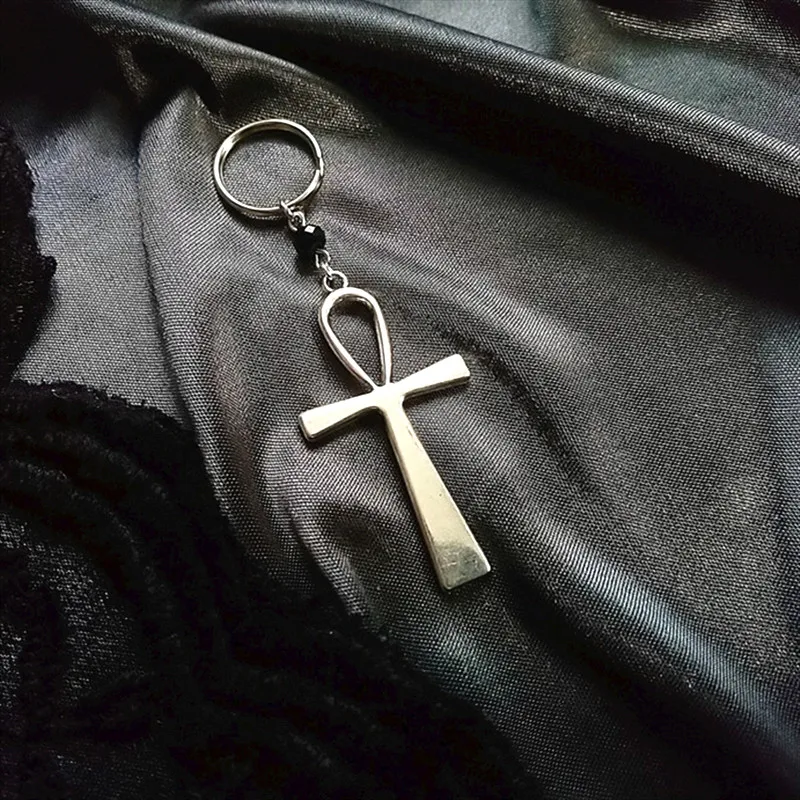 Silver colour Ankh Keyring Keychain Gothic Gift Ancient Egypt cross Fashion jewelry Novel Men Women gifts 2020 new beautiful