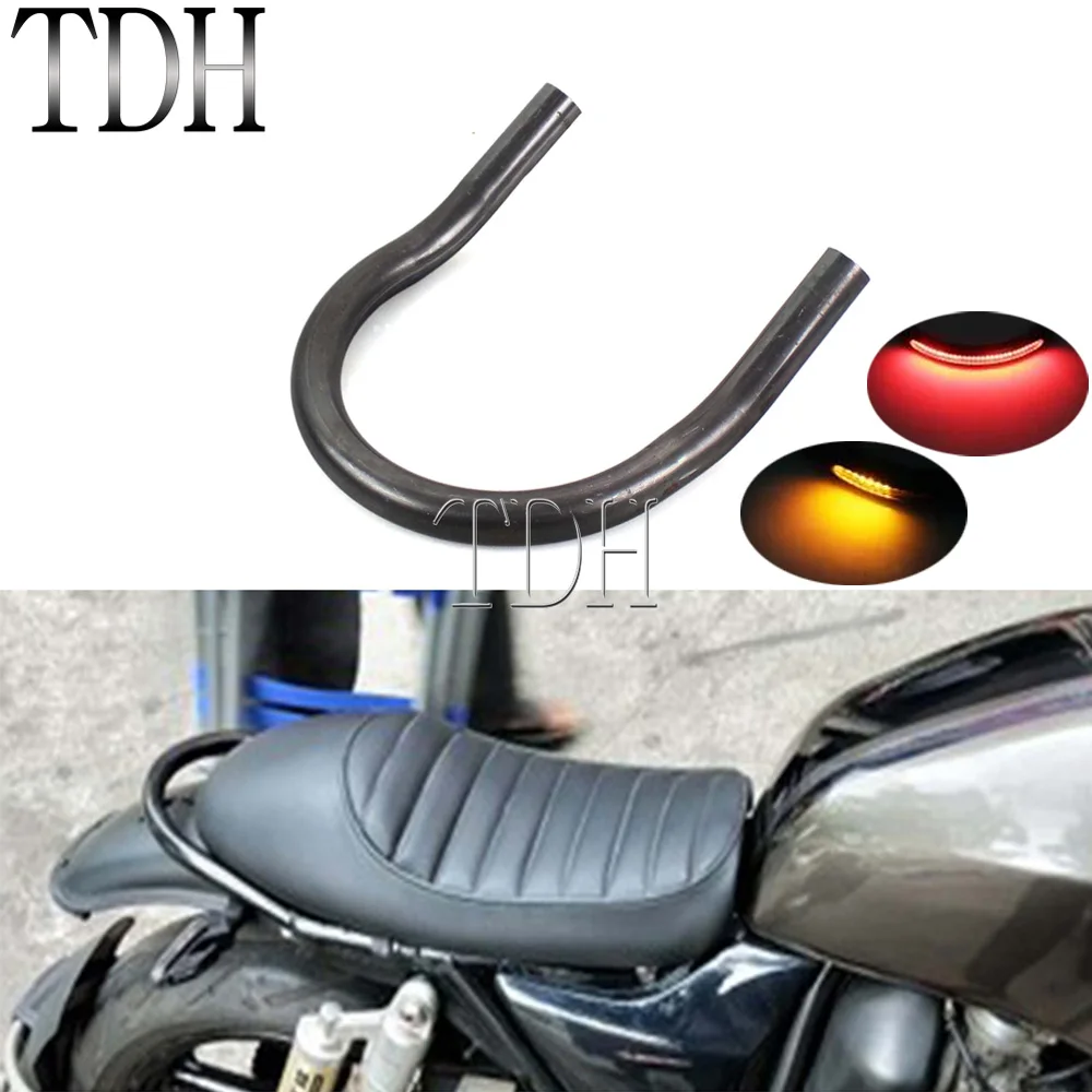 Cafe Racer Motorcycle Rear Seat Frame Hoop Loop W/LED Brake Turn Signal Tail Light For Yamaha Honda CB CL CG GB GL Suzuki GS GSX