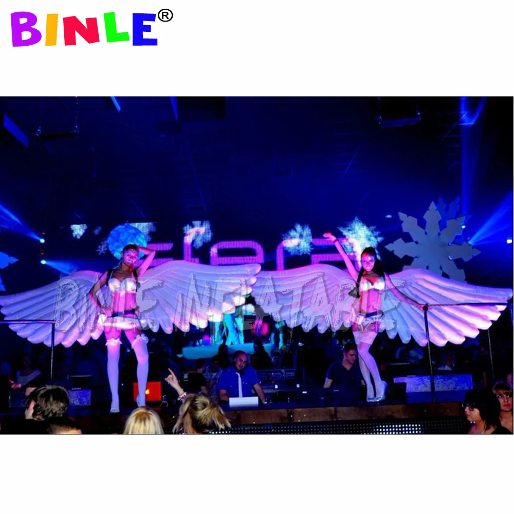 

Attractive stage decoration/performence costume white inflatable angle wing costume with led lights for party and promotion