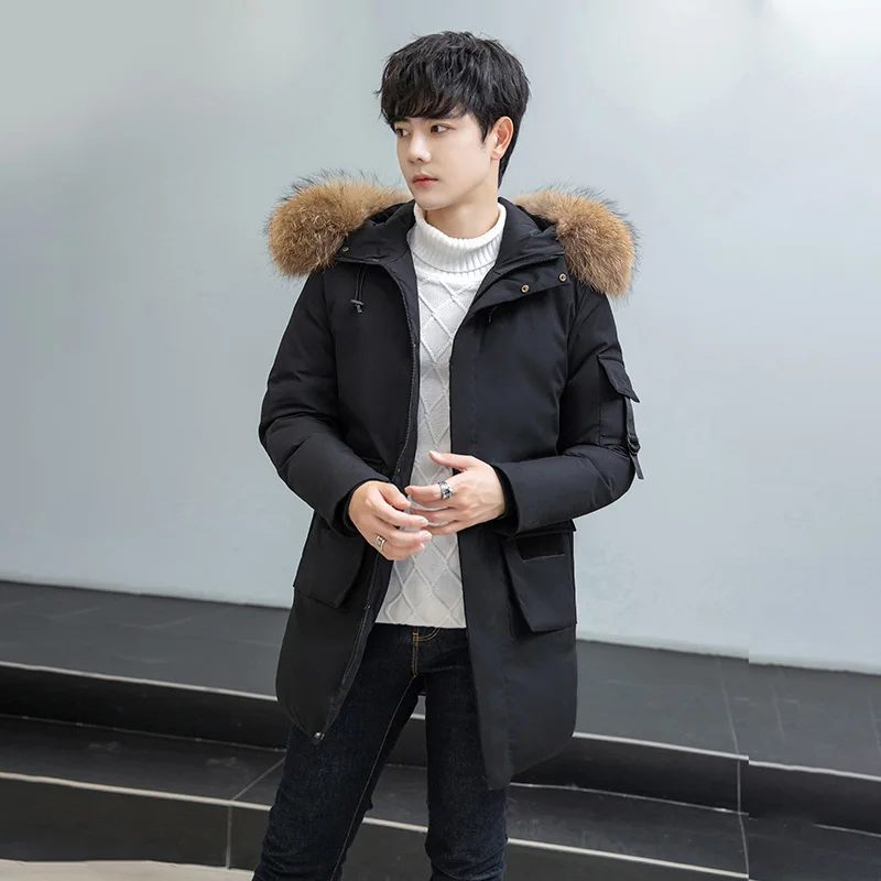 2021 new men's long down jacket winter coat men's thickened outdoor warm jacket brand white duck down big fur High quality coat